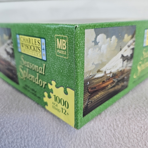 MB Puzzle Charles Wysocki Seasonal Splendor Feathered Critics 1000 PC Americana - Picture 10 of 11